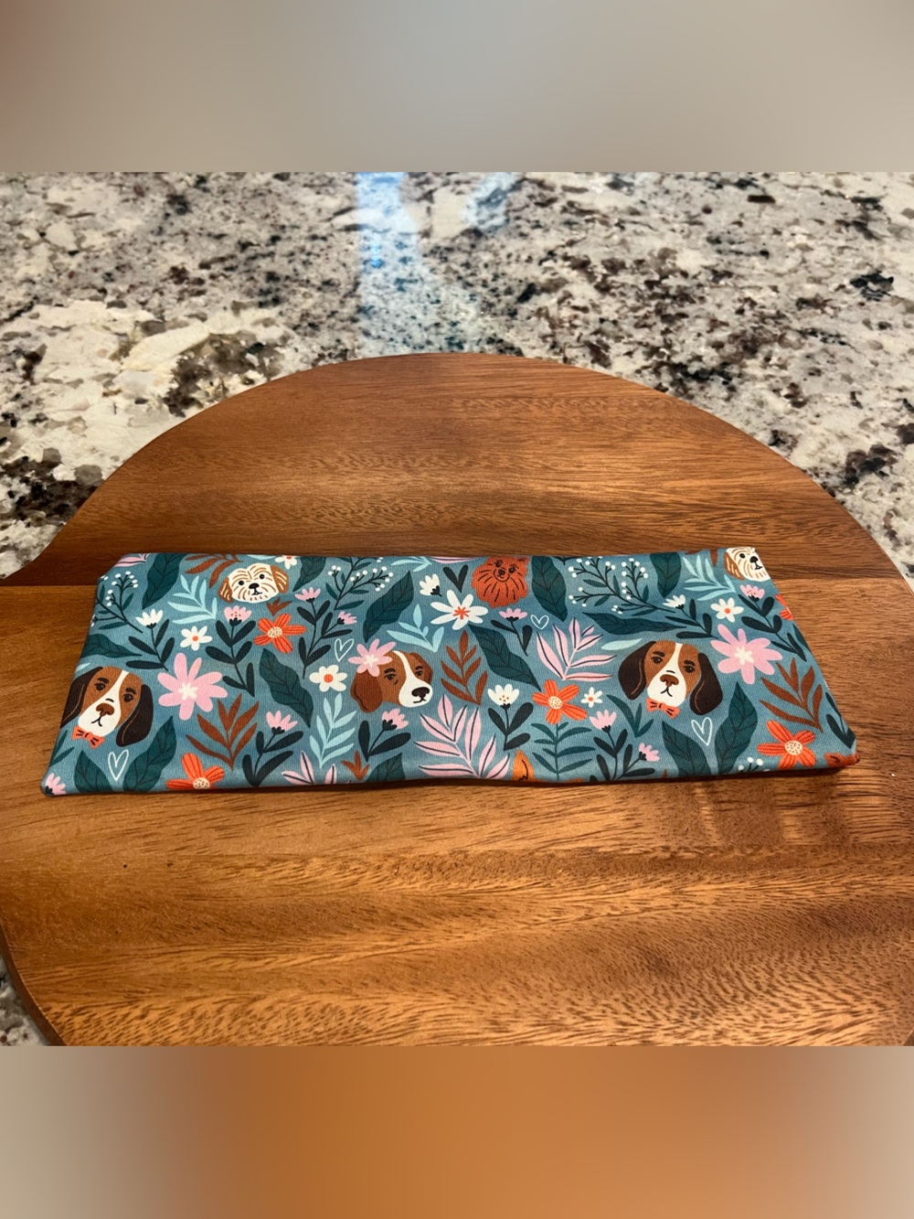 Dog Print Floral Headband for Women - Teal Floral